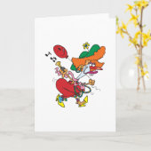 Zany Woman Running Clown カード (黄色い花)