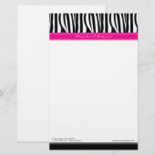 Zany Zebraホットピンクのデザイカスタマイズナの文房具 便箋 (正面/裏面)