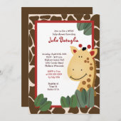 ZANZIBAR GIRAFFEプリント5x7ベビーシャワー 招待状 (正面/裏面)