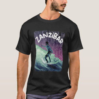 Zanzibar Nerd Surfing Beach Palm trees Vacation Tシャツ