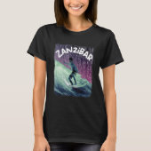 Zanzibar Nerd Surfing Beach Palm trees Vacation Tシャツ (正面)
