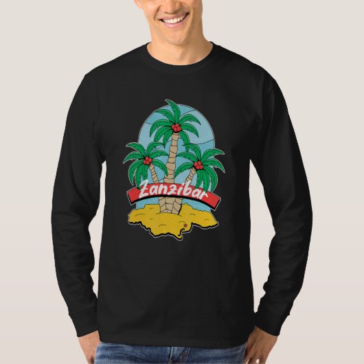 Zanzibar Palm Beach Surfing Souvenir Beach Vacatio Tシャツ (正面)
