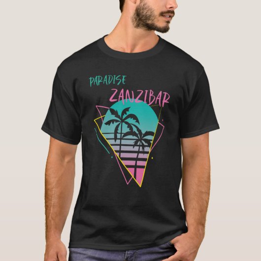 Zanzibar Paradise Palm tree Beach Vacation Ocean S Tシャツ (正面)