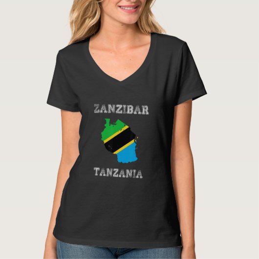 Zanzibar Tanzania Vintage Tanzania Flag Map Design Tシャツ (正面)