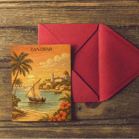 Zanzibar Tropical Vintage Travel Art ポストカード