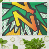 ZAPおもしろいレトロ漫画ブックアーポップ・アートのト キッチンタオル (折り畳み)