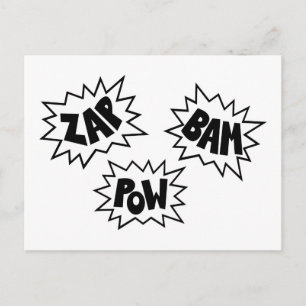 ZAP BAM POW漫画サウンドFX – 白 ポストカード