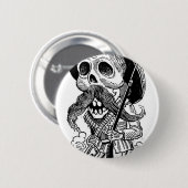 Zapatista Calavera。 c.早い1900's。 メキシコ 缶バッジ (正面&裏面)
