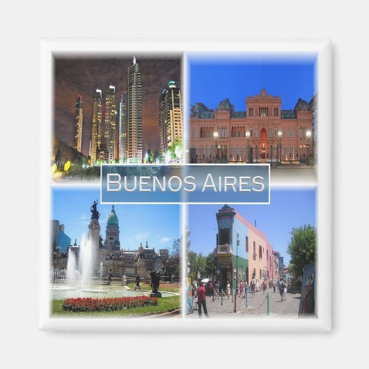 zAR005 BUENOS AIRES，モザイク，アルゼンチン，冷蔵庫 マグネット (正面)