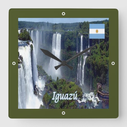 zAR029 IGUAZU滝,アルゼンチン,アメリカ, スクエア壁時計 (正面)