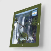 zAR029 IGUAZU滝，アルゼンチン，アメリカ， スクエア壁時計 (傾斜)