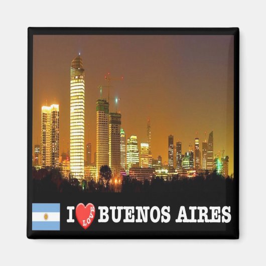 zAR039 BUENOS AIRES I Love, By Night, 冷蔵庫 マグネット (正面)