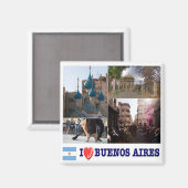 zAR040 BUENOS AIRES I Love,モザイク,冷蔵庫 マグネット (正面/裏面)