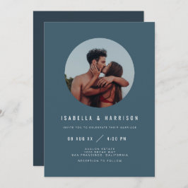 ZARAボーモダンホ石板ブルーフォトズ結婚ーズ 招待状