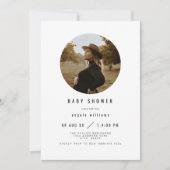 Zara - シンプル モダン ミニマル フォト ベビーシャワー 招待状 (正面)