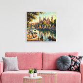 Zaragoza Riverside Basilica Glow Canvas キャンバスプリント (インサイチュ (リビング))