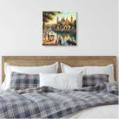 Zaragoza Riverside Basilica Glow Canvas キャンバスプリント (インサイチュ (寝室))