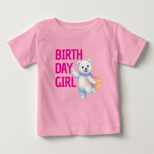 Zarah Dancing Polar Bear 1st Birthday Girl  ベビーTシャツ (正面)
