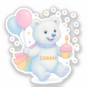 Zarah Dancing Polar Bear Custom-Cut Vinyl Sticker シール (正面)