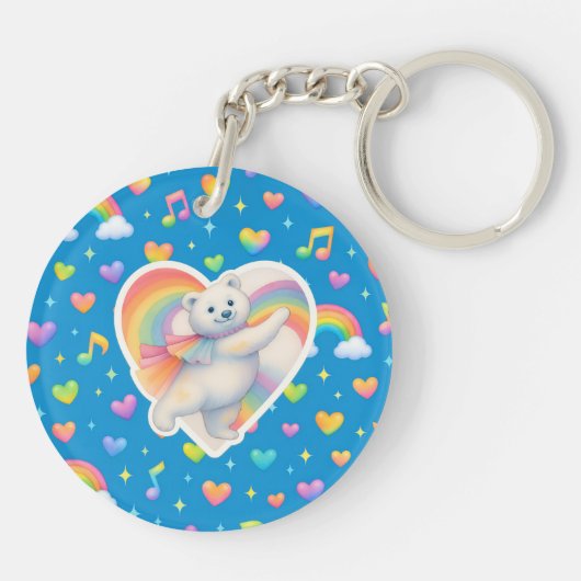 Zarah Dancing Polar Bear Keychain – Rainbow  キーホルダー (裏面)