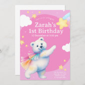 Zarah the Dancing Polar Bear Birthday Invitations 招待状 (正面/裏面)