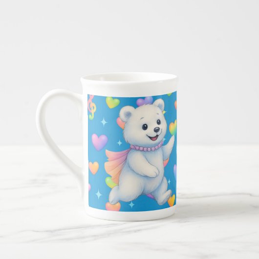 Zarah the Dancing Polar Bear Custom Party Cups ボーンチャイナマグカップ (左)