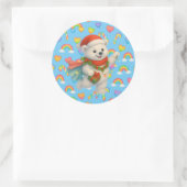 Zarah the Dancing Polar Bear Holiday Sticker ラウンドシール (バッグ)