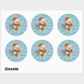Zarah the Dancing Polar Bear Holiday Sticker ラウンドシール (シート)