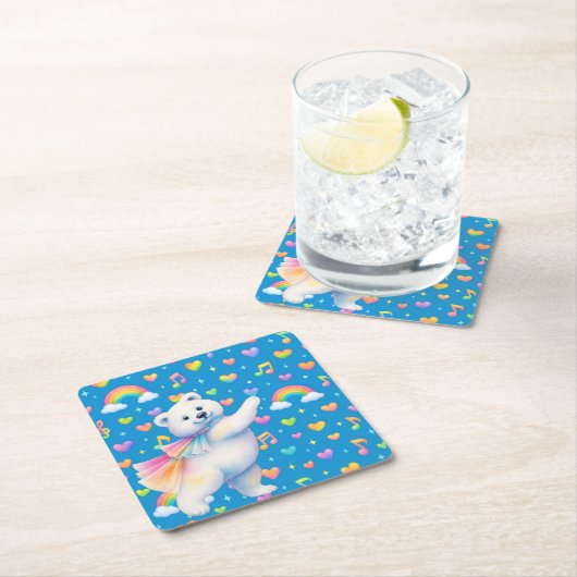 Zarah the Dancing Polar Bear • Paper Coasters スクエアペーパーコースター (インサイチュ)