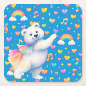 Zarah the Dancing Polar Bear • Paper Coasters スクエアペーパーコースター (正面)