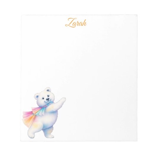 Zarah the Dancing Polar Bear | Personalized ノートパッド (正面)