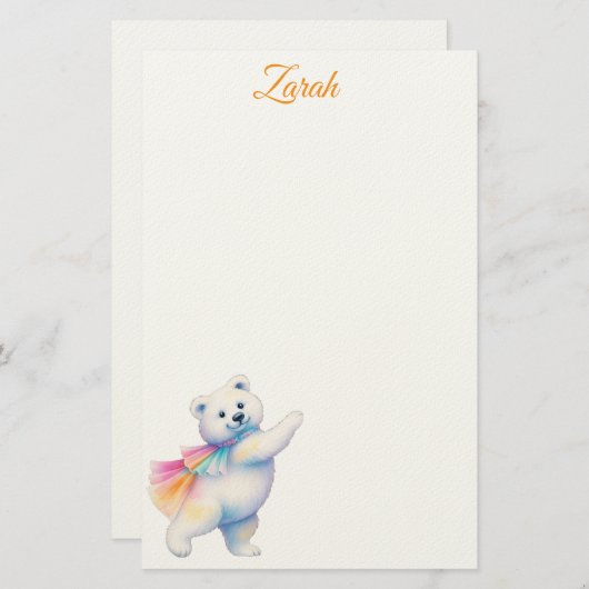 Zarah the Dancing Polar Bear | Personalized 便箋 (正面/裏面)