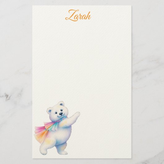 Zarah the Dancing Polar Bear | Personalized 便箋 (正面)