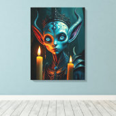 Zarathos the Flame-Ritualist - Dark Fantasy Elven  キャンバスプリント (インサイチュ (ウッドフロア))