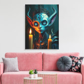 Zarathos the Flame-Ritualist - Dark Fantasy Elven  キャンバスプリント (インサイチュ (リビング))
