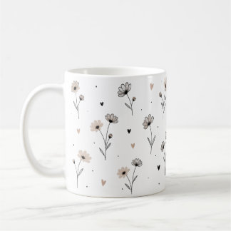 Zarte Blumentasse mit Herzen - Floral Design コーヒーマグカップ