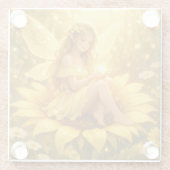 Zarte Elfe auf einer Sonnenblume  ガラスコースター (裏面)