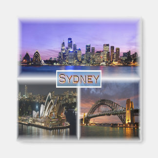 zAU007 SYDNEY by Night，オーストラリア，冷蔵庫 マグネット