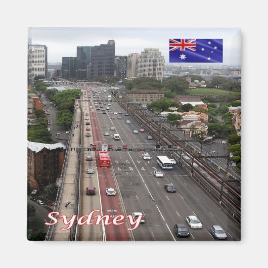 zAU035 SYDNEY, HARBOR BRIDGE，オーストラリア，冷蔵庫 マグネット (正面)
