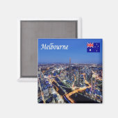 zAU061 MELBOURNE by Night,オーストラリア,冷蔵庫 マグネット (正面/裏面)