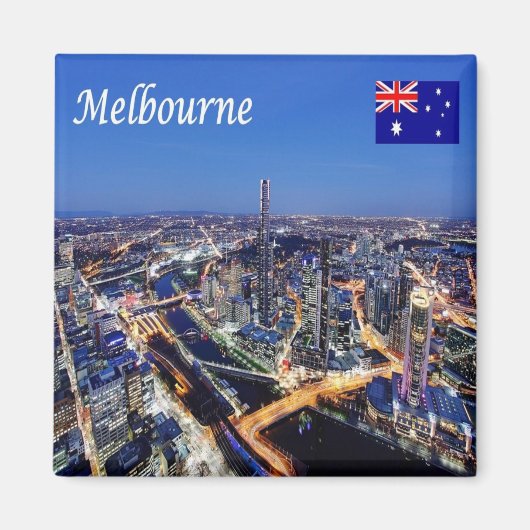 zAU061 MELBOURNE by Night,オーストラリア,冷蔵庫 マグネット (正面)