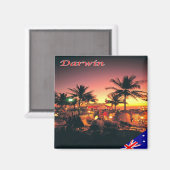 zAU100 DARWIN by Night，オーストラリア，オセアニア，冷蔵庫 マグネット (正面/裏面)