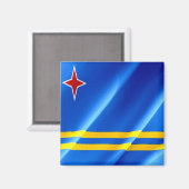 zAW002 ARUBA、なびく国旗、アメリカ、冷蔵庫 マグネット (正面/裏面)