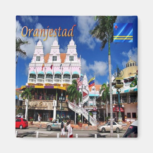 zAW004 ORANJESTAD，プラザ王室の，アルバ，冷蔵庫 マグネット (正面)