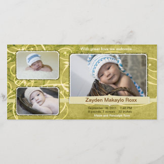 Zayden Beautiful Birth Announcements紫 案内状