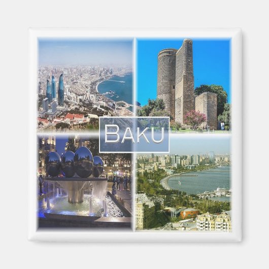 zAZ004 BAKU,アゼルバイジャン,アジア,冷蔵庫 マグネット (正面)