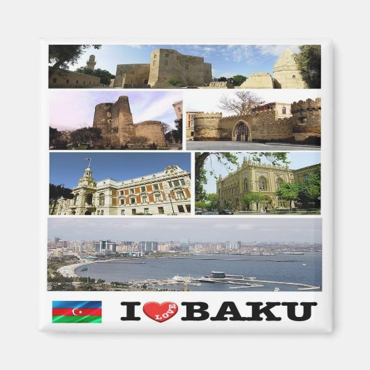 zAZ009 I love BAKU, Azerbaijan, Asia.冷蔵庫 マグネット (正面)
