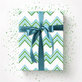 Zaza Chevron Wave in Green and Aqua ラッピングペーパー