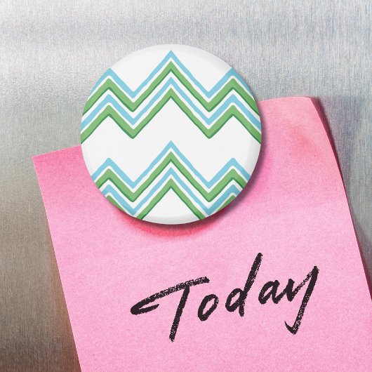 Zaza Chevron Wave in Green and Aqua Magnet マグネット