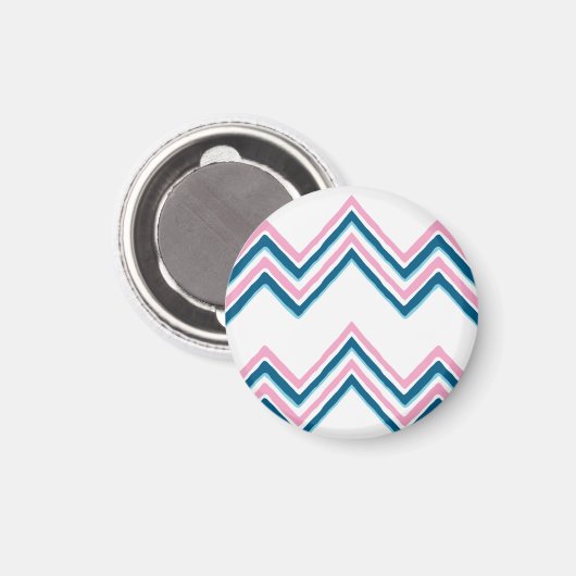 Zaza Chevron Wave in Pink and Deep Aqua Magnet マグネット (正面/裏面)